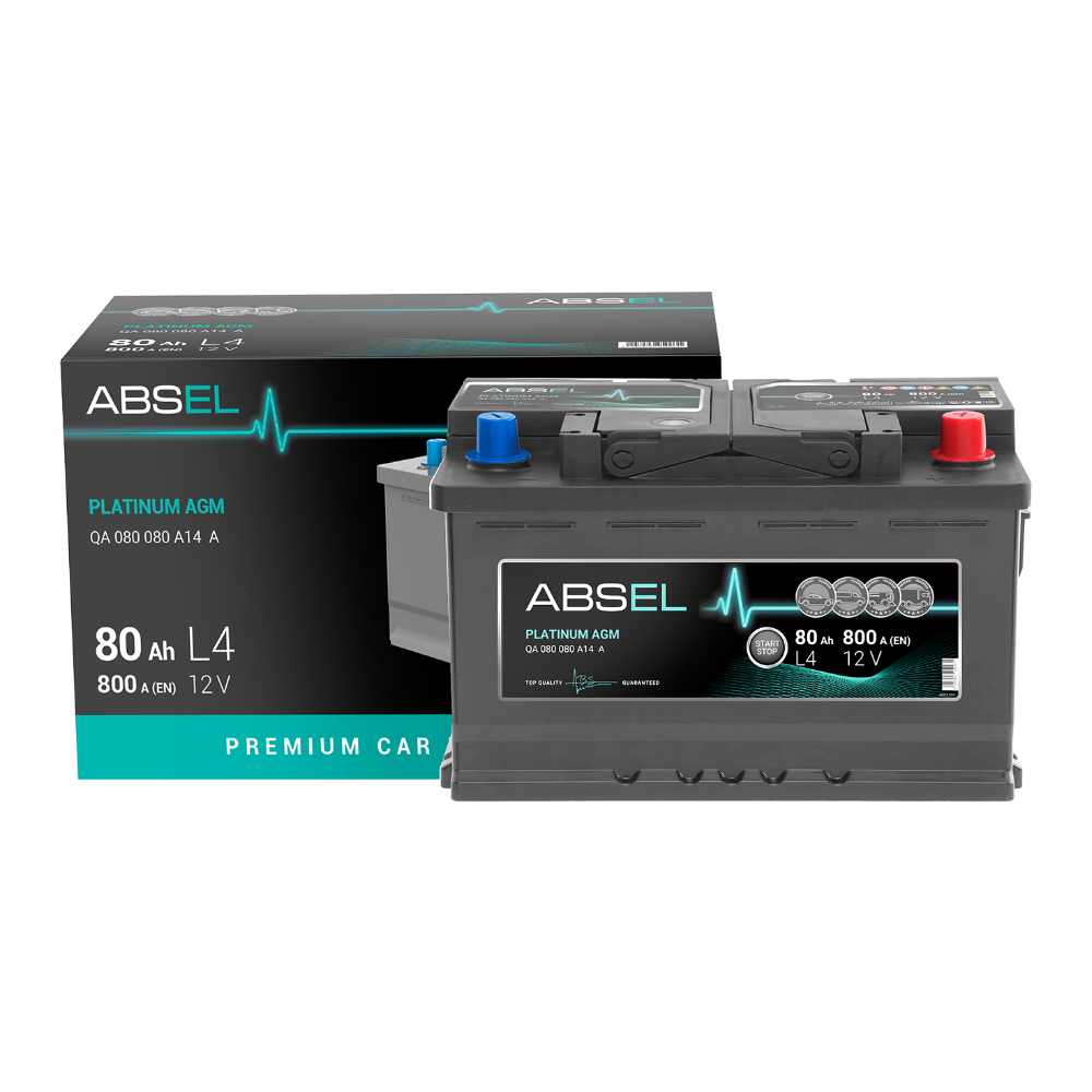 Аккумулятор ABSEL PLATINUM AGM 12V L4 80Ah 800A (0) ОП